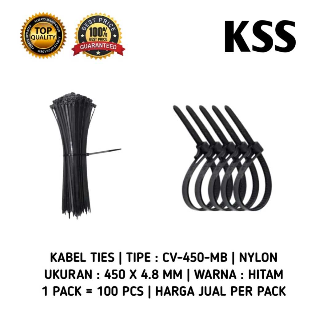 

Kabel Ties 1Pack isi 100PCS Kabel Tie Cable Tis Kabel Tis 4.8 * 45 CM Nylon Cable Tie Serbaguna Cable Ties Kabel Ties Kabel Tis 45cm Hitam Isi 100 pcs 450 x 4,8 MM CV-450-MB
