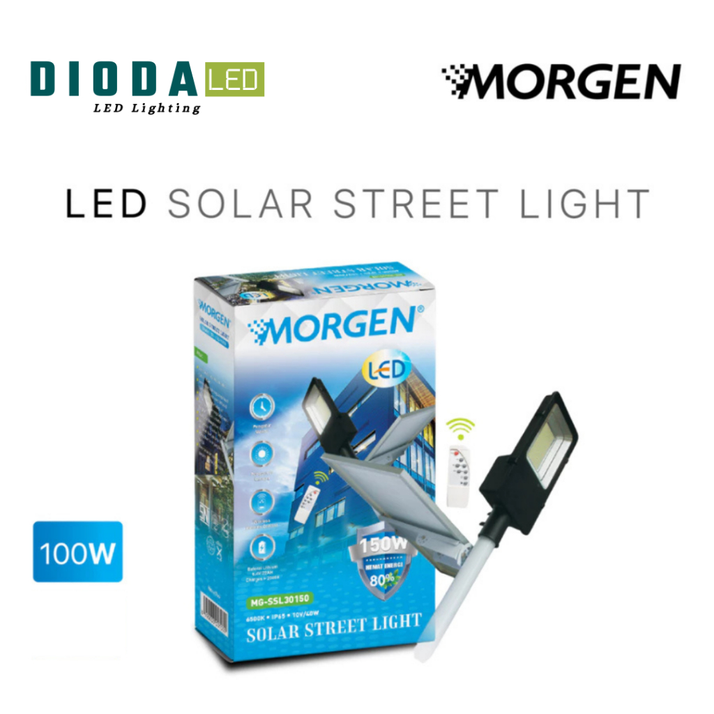 Morgen Lampu LED PJU Tenaga Surya / Solar Cell IP65 Tahan Air dan Cuaca 100W