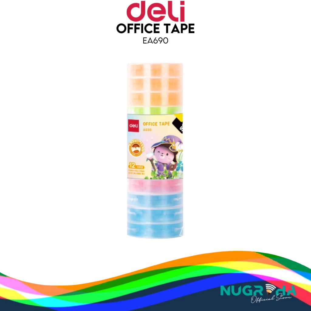 

Deli Office Tape Bening Warna Warni EA690 1 Pcs