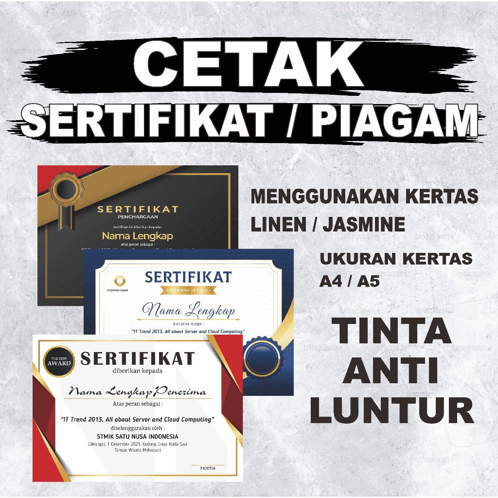 

CETAK SERTIFIKAT / PIAGAM PENGHARGAAN MURAH BAHAN LINEN - JASMINE