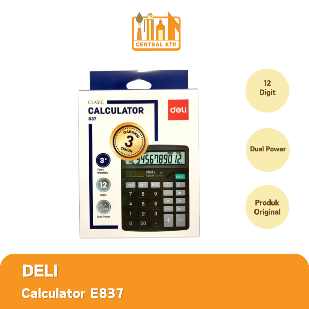 

DELI CALCULATOR / KALKULATOR E837 BLACK (1 PCS)