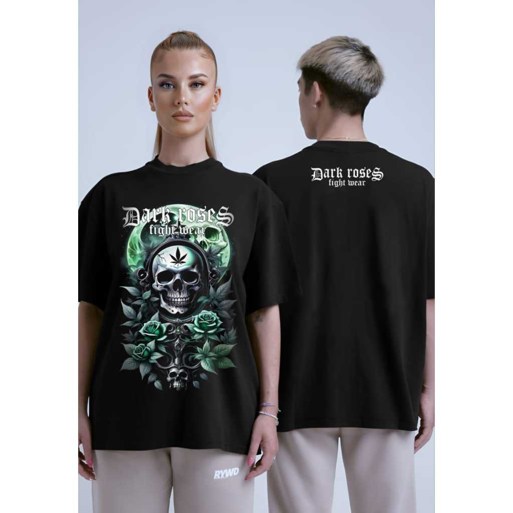 T-Shirt Tengkorak Pria Dark Roses Baju Kaos Oversize Tengkorak Pria Wanita Kekinian Terbaru Murah Un