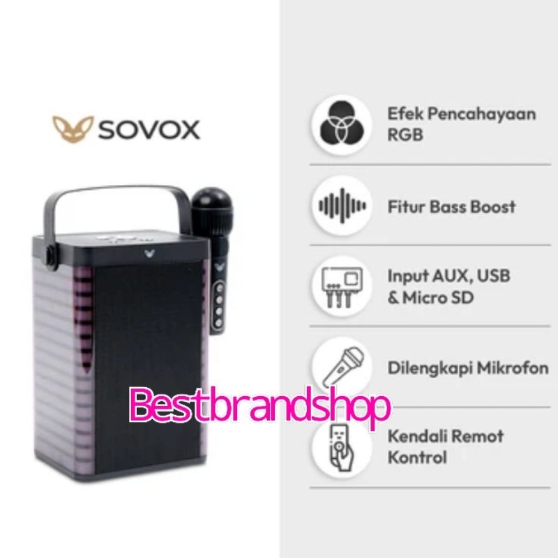 SOVOX SPEAKER KARAOKE BLUETOOTH LED 1 MIC KARAOKE BLUETOOTH SPEAKER 1 MIC LED