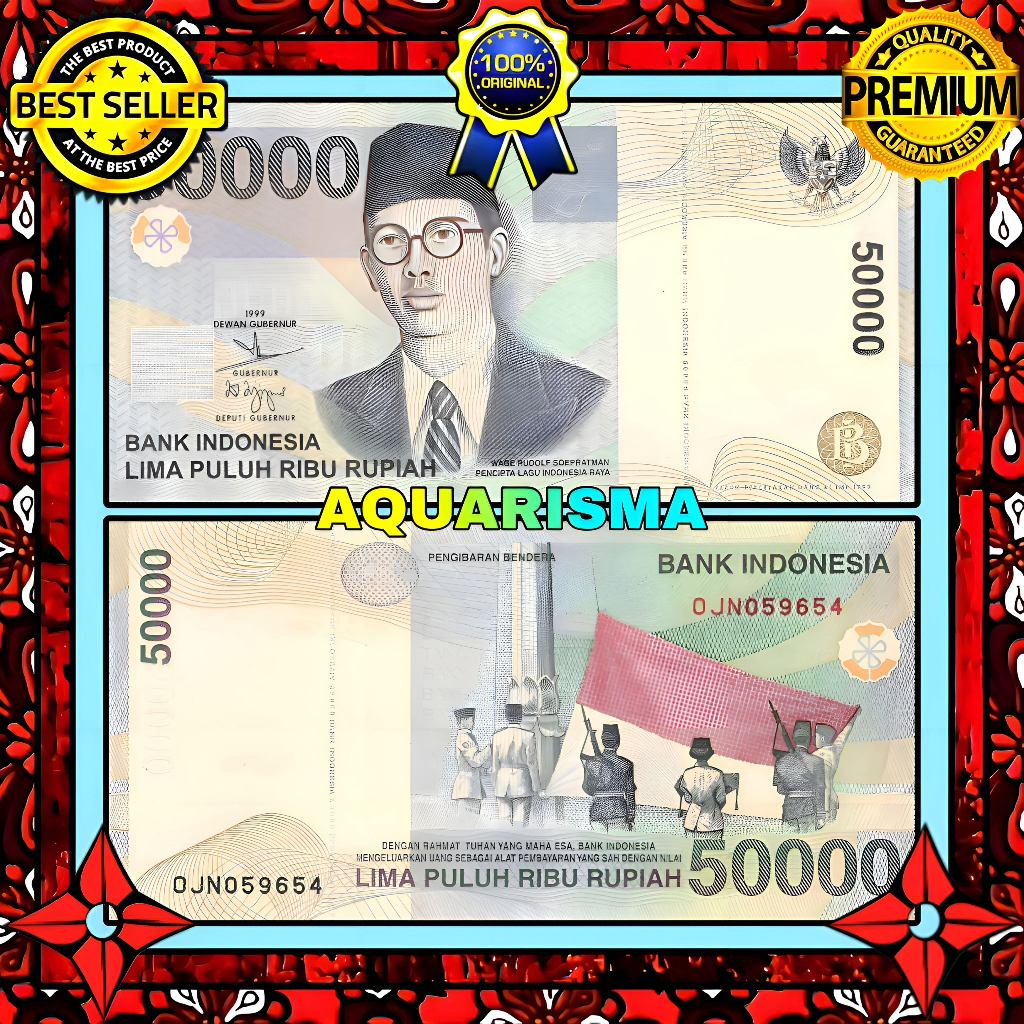 KOLEKSI NUMISMATIK - KERTAS UANG KUNO 50000 RUPIAH INDONESIA WR SOEPRATMAN 1999