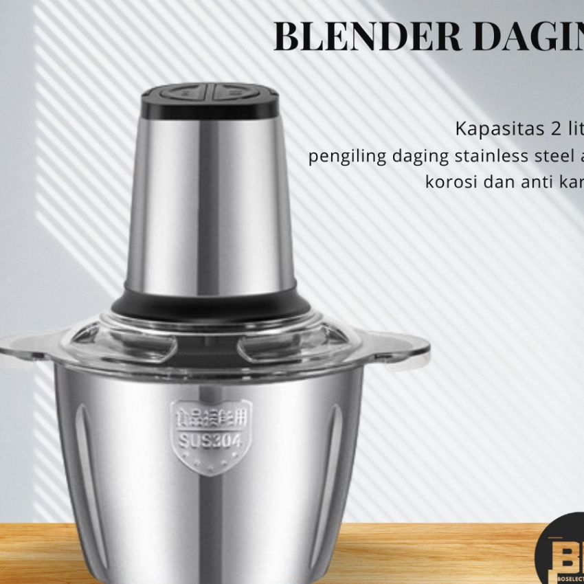 Wah Blender Daging Choper Poble 2in1 4 Mata Pisau Stainles steel