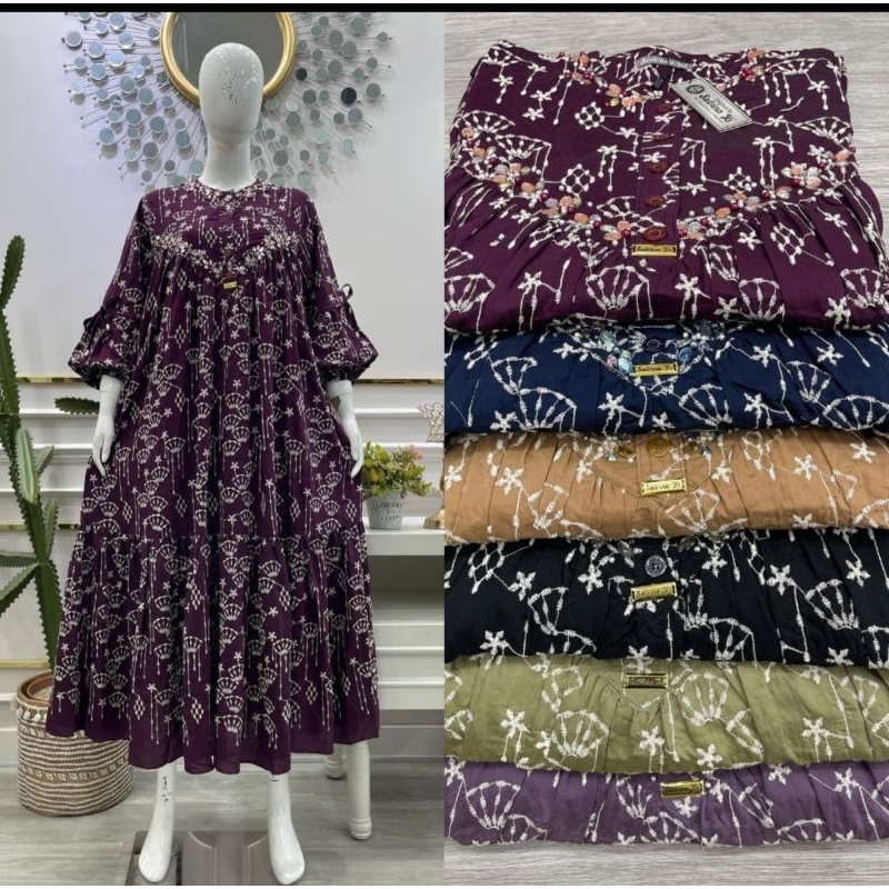 Gamis katun bordir mix payet by salvina .ys