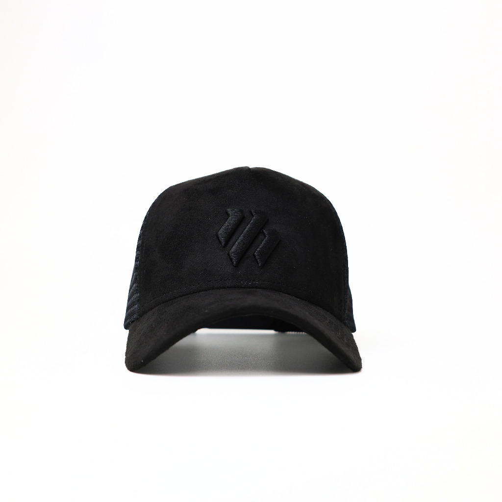 Topi Pria Trucker Suede Black Topi Jaring Baseball Movment