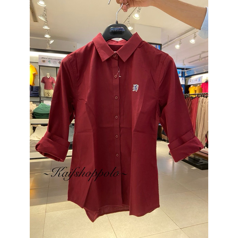 GIORDANO KEMEJA LENGAN PANJANG WANITA NEW COLOUR RED
