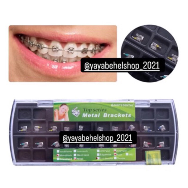 BRACKET BEHEL GIGI METAL MINI ROTH 022 WITH HOOK 345 TOP SERIES BOX HIJAU / Kawat Dental Comfort Usa