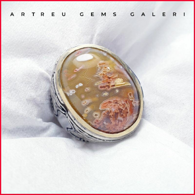 Batu Karang Nunggal ( Pamor Melati Ronce ) Sulaiman | COD Bisa | Cincin Batu Akik Ring 5-10