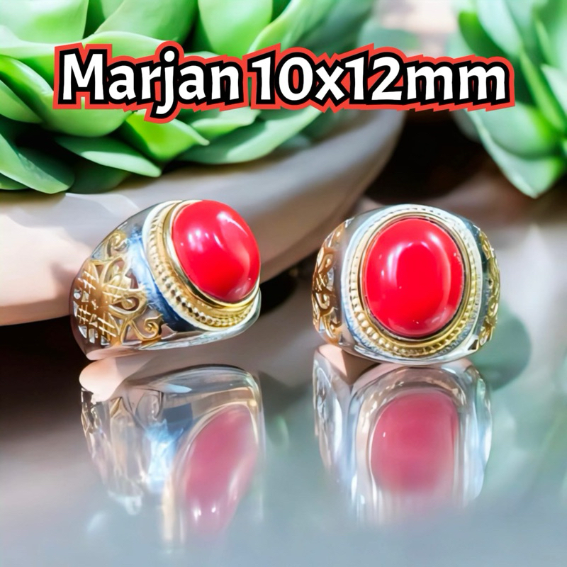 Cincin Batu Marjan 10x12mm Ring Titanium