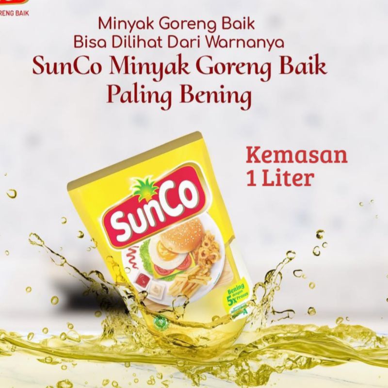 

Minyak Goreng Sawit SUNCO 1L Poush. Bening Berkualitas Vitamin A. Bisa COD