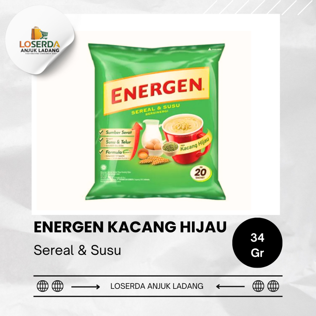 

Energen Sereal Kacang Hijau 34 Gram | Isi 10 Sachet