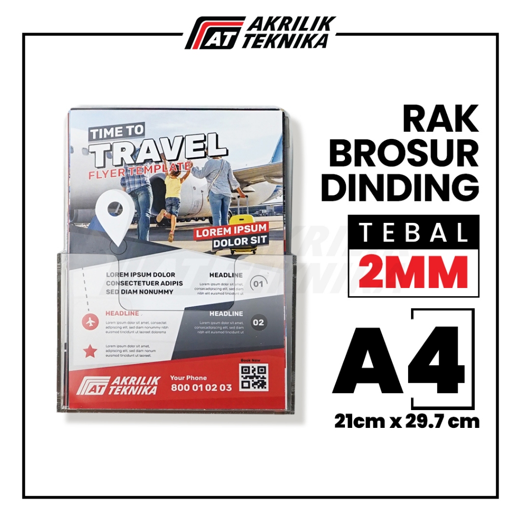 Rak Brosur A4 Akrilik / Display Menu Dinding / Acrylic Flyer Holder