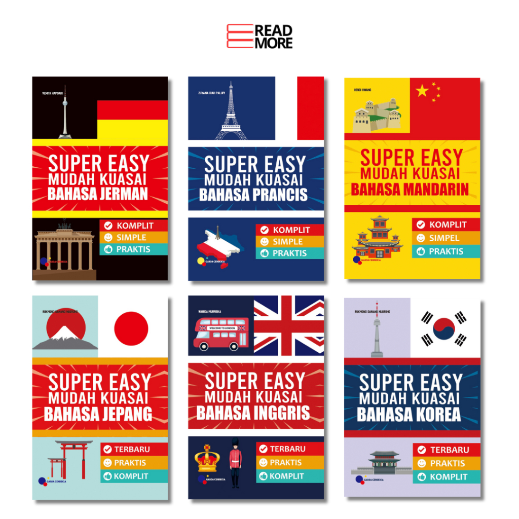 BUKU BELAJAR BAHASA - KOREA - INGGRIS - JEPANG - MANDARIN - JERMAN - PRANCIS / BAHASA LENGKAP