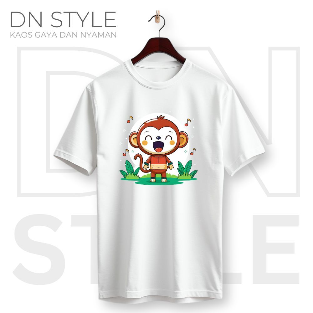 T-Shirt Kaos  Pria Wanita Lucu - Monyet Lagi Nyanyi - DN0088