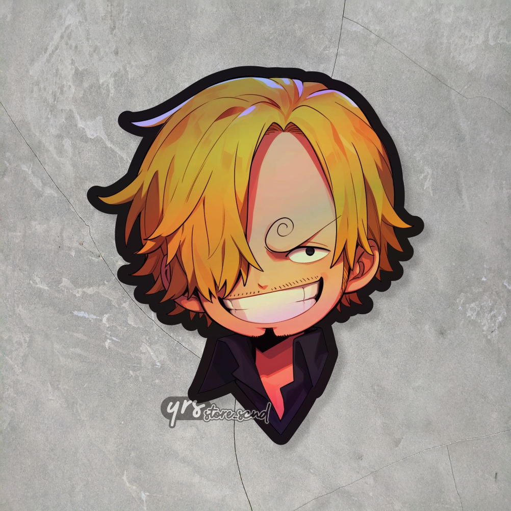

Sticker Anime Hologram One Piece Sanji Chibi Ukuran +- 5,6 x 6,2 cm sticker case hp laptop dll anti air murah