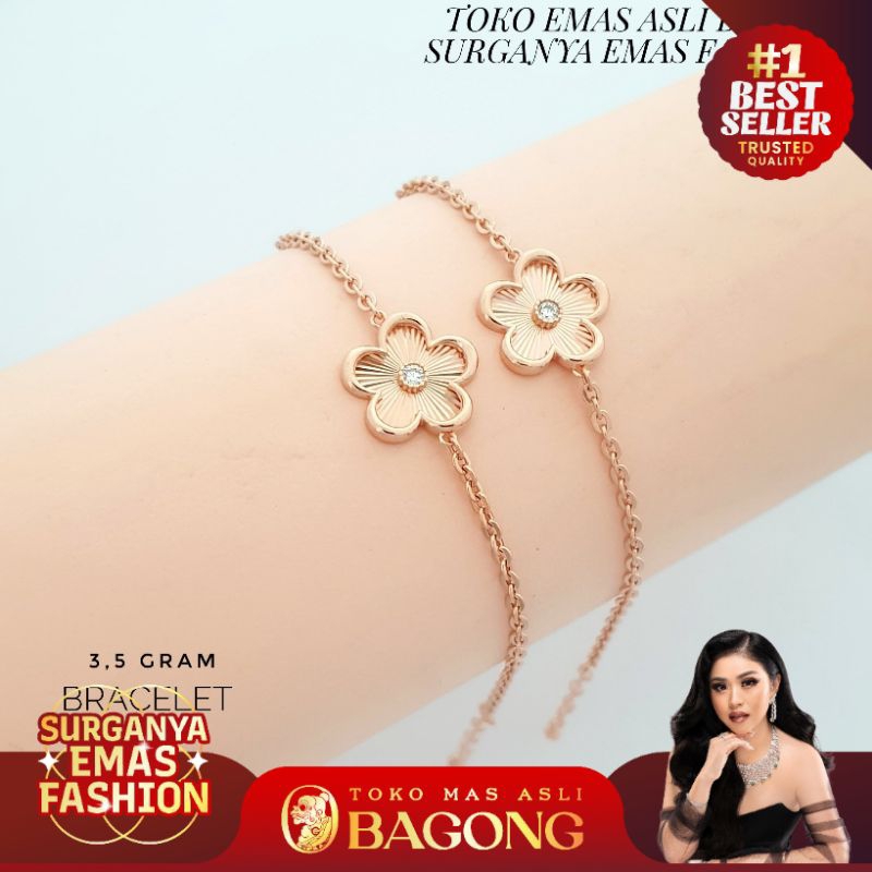 GELANG FASHION BUNGA ARSIR 17K/750 - ASLI BAGONG GOLD BAGONG EMAS