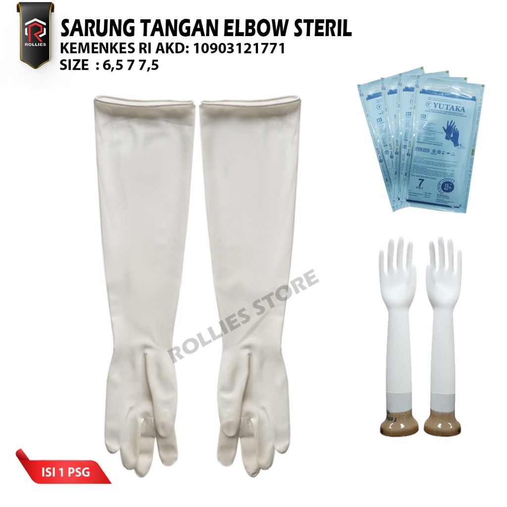 Sarung Tangan Karet Elbow Steril Powder Bersertifikat AKD Panjang 40 cm