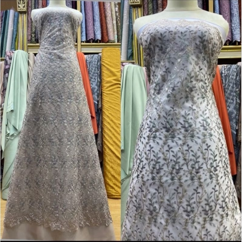 Kain tille prily garden 3tone || mewah kain brukat kebaya pesta || wedding dress,gaun pesta || serag