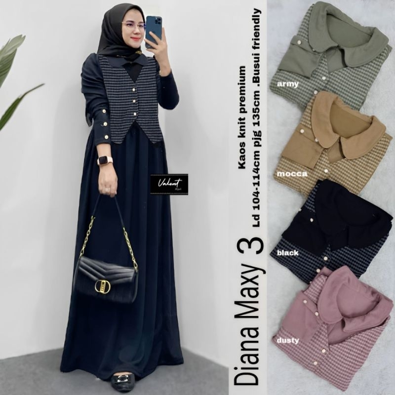Dress Wanita Bahan Knit Tebal Diana Maxy 3 Original By Valent
