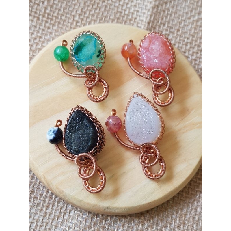 Bros Tulip Batu Alam | Bros wire batu | Bros batu druzy