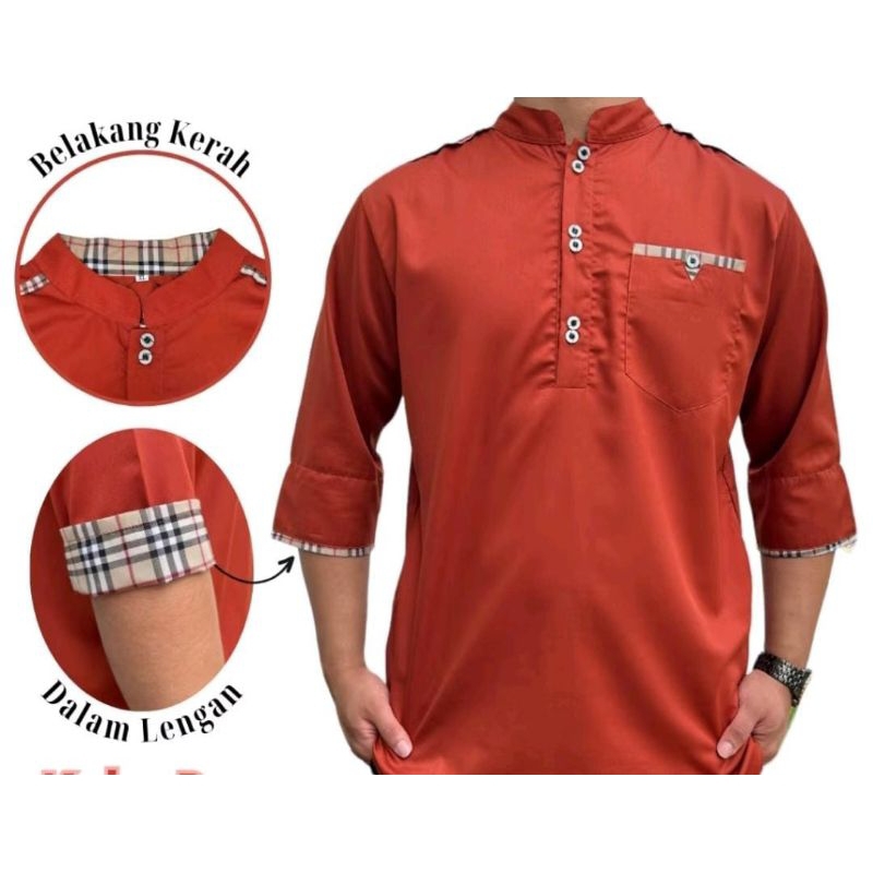 AZRIEL - BAJU KOKO KEMEJA KURTA PRIA LAKI LAKI DEWASA UKURAN S M L XL XXL 3XL JUMBO LENGAN TANGAN 3/