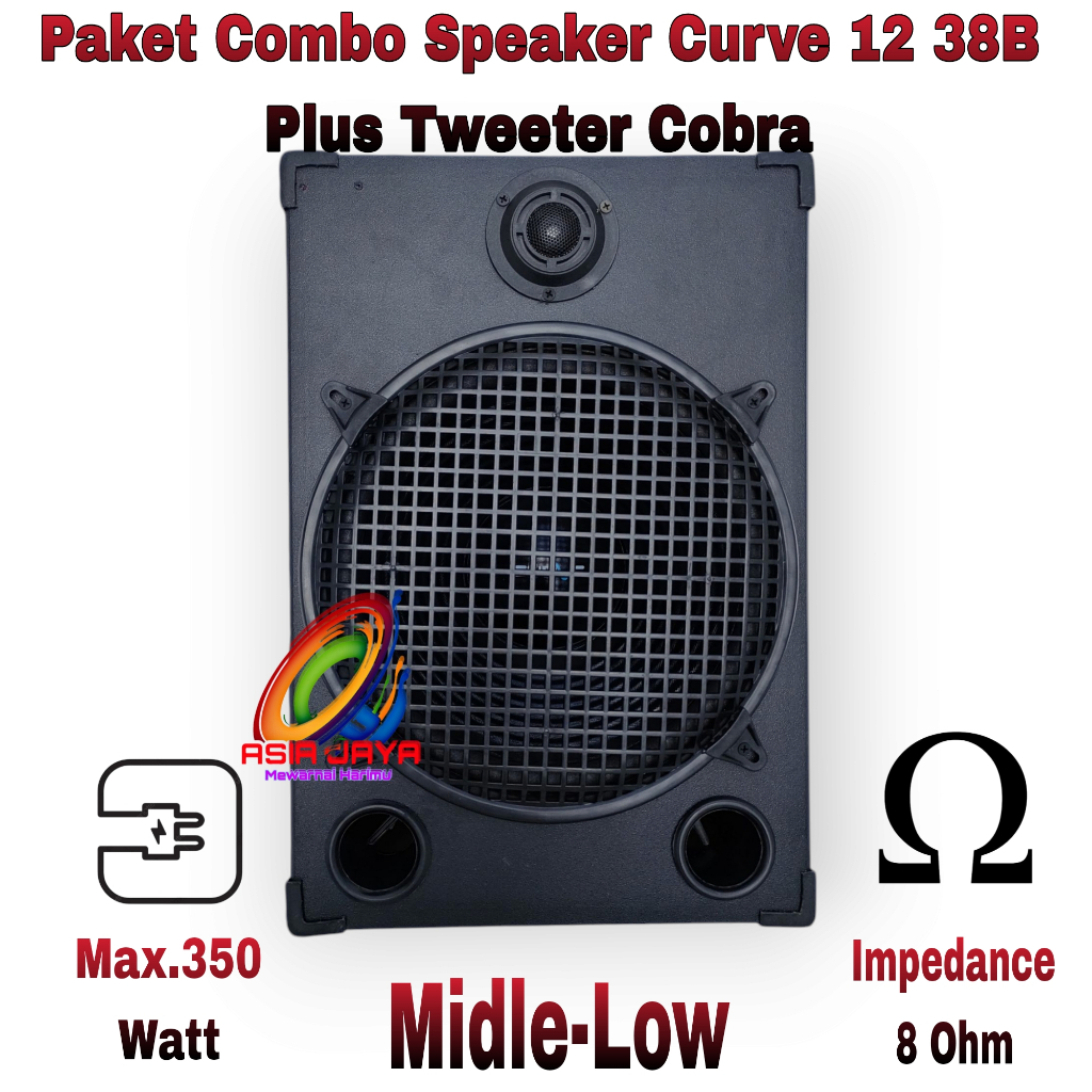 PAKET COMBO Speaker 12 Inch Woofer Curve 12 38B + Box 12 Panjang + Tweeter Cobra Dan siku