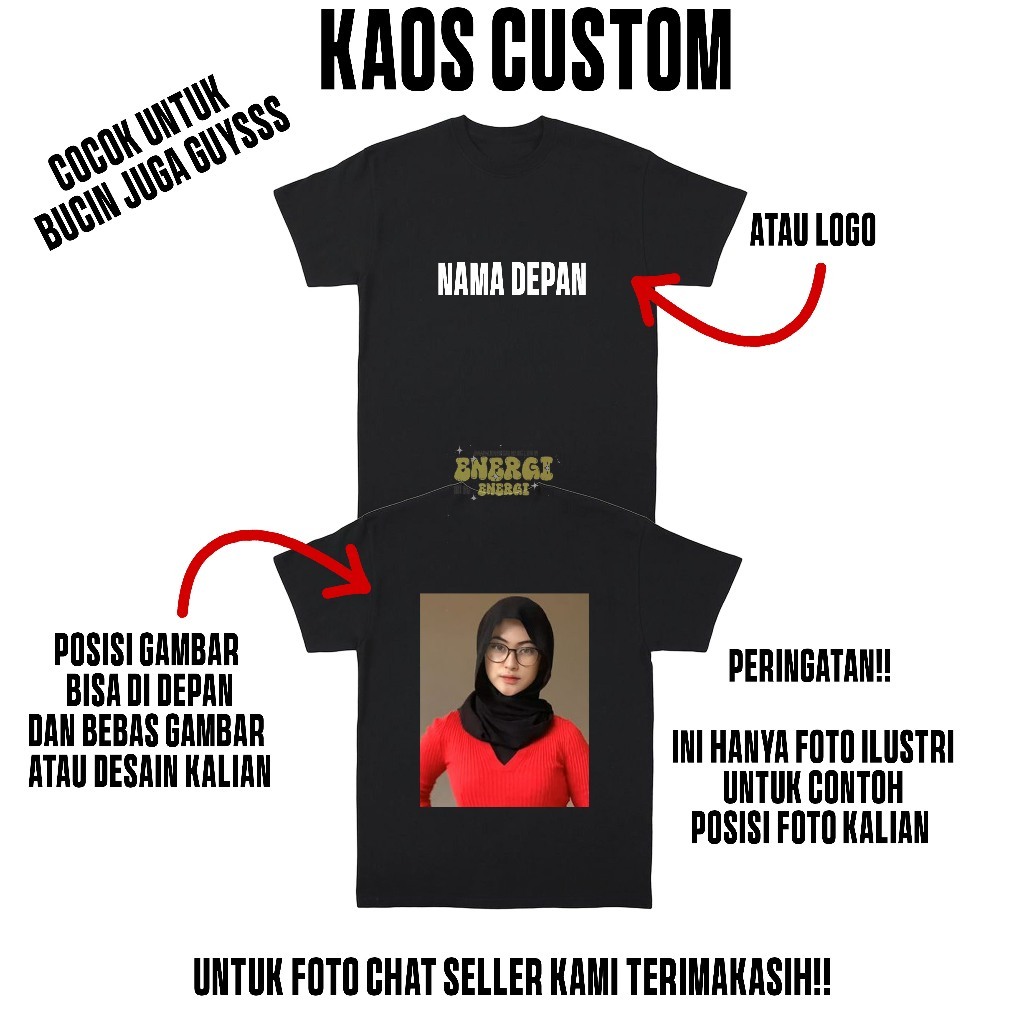 MODERNSTORE88_CUSTOM FOTO KAOS CUSTOM  SEHARI JADI KAOS SABLON DTF BEBAS REQUEST FOTO KAMU DAN NAMA 