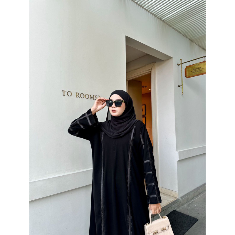 ABAYA WANDA MATA BAHAN PREMIUM JETBLACK ADEM GRADE A SIZE S M L XL XXL | ABAYA UMROH | GAMIS LEBARAN