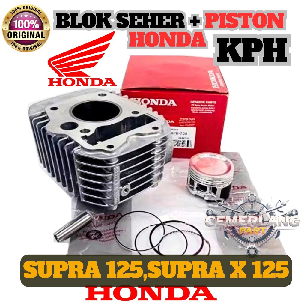 BLOK SEHER + PISTON HONDA KPH ORIGINAL SUPRA 125,SUPRA X125 ASLI ORI HONDA AHM