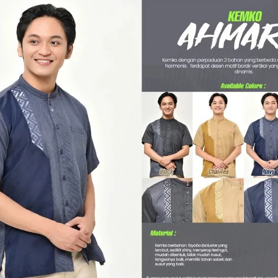 KEMKO AHMARU/KEMKO LENGAN PANJANG RABBANI/BAJU KOKO LENGAN PANJANG/BAJU KOKO DEWASA/BAJU KOKO