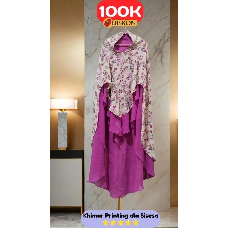SALE Khimar Printing ala Sisesa Branded Sjsesa Hijab Jilbab Eldeena Kanaya
