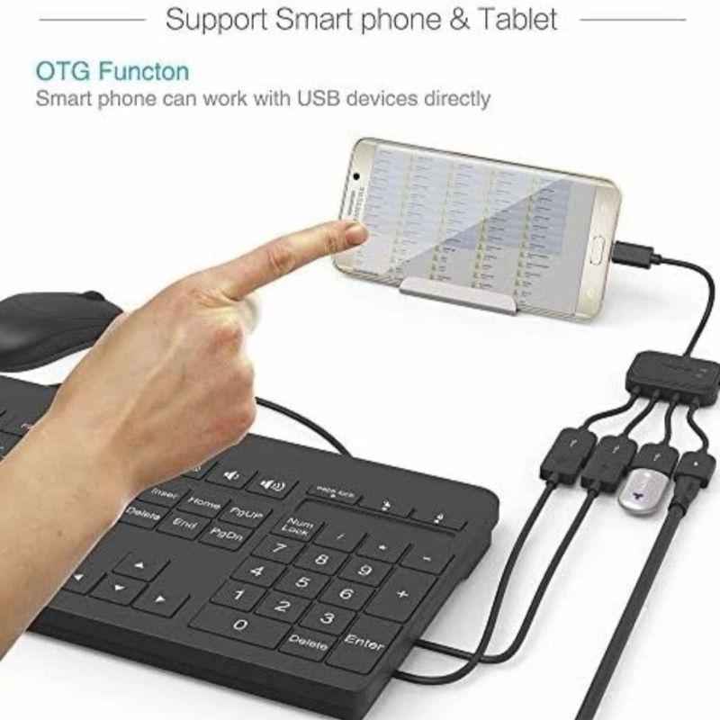 4 in 1 Micro USB Hub charge kabel otg Micro 3 port usb female