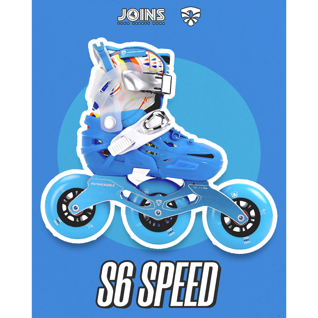 Sepatu Roda Anak Inline Skate Flying Eagle S6 Speed Biru