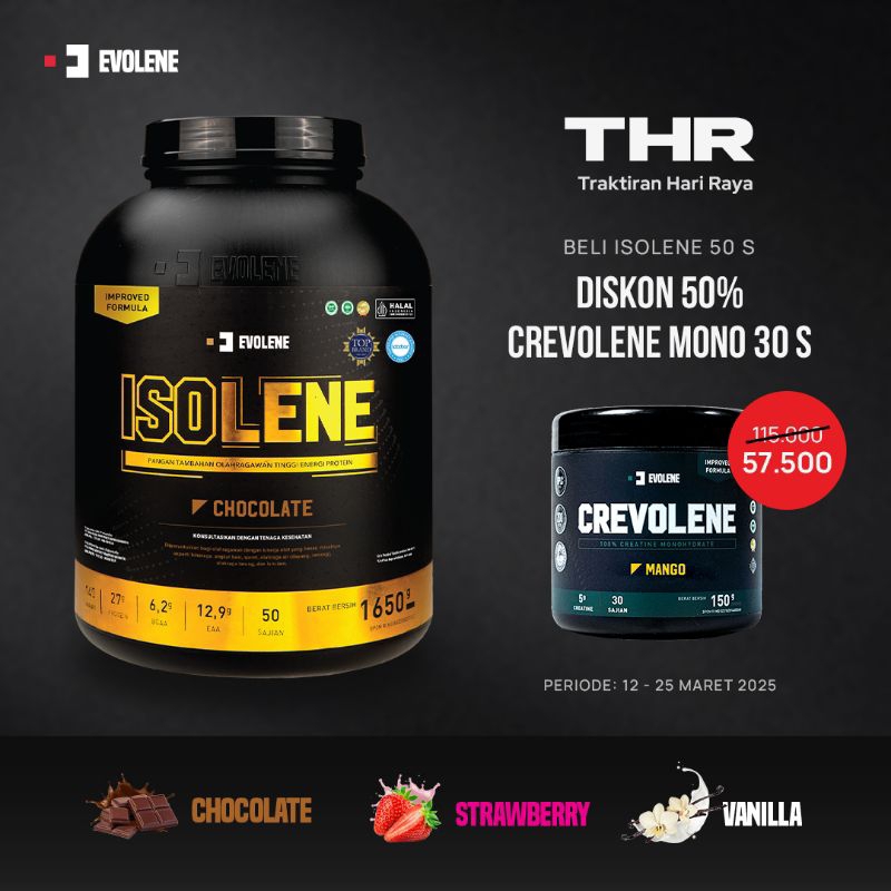 PROMO ISOLENE 50 SACHET + SHAKER + Crevolene Unflavor 150gr