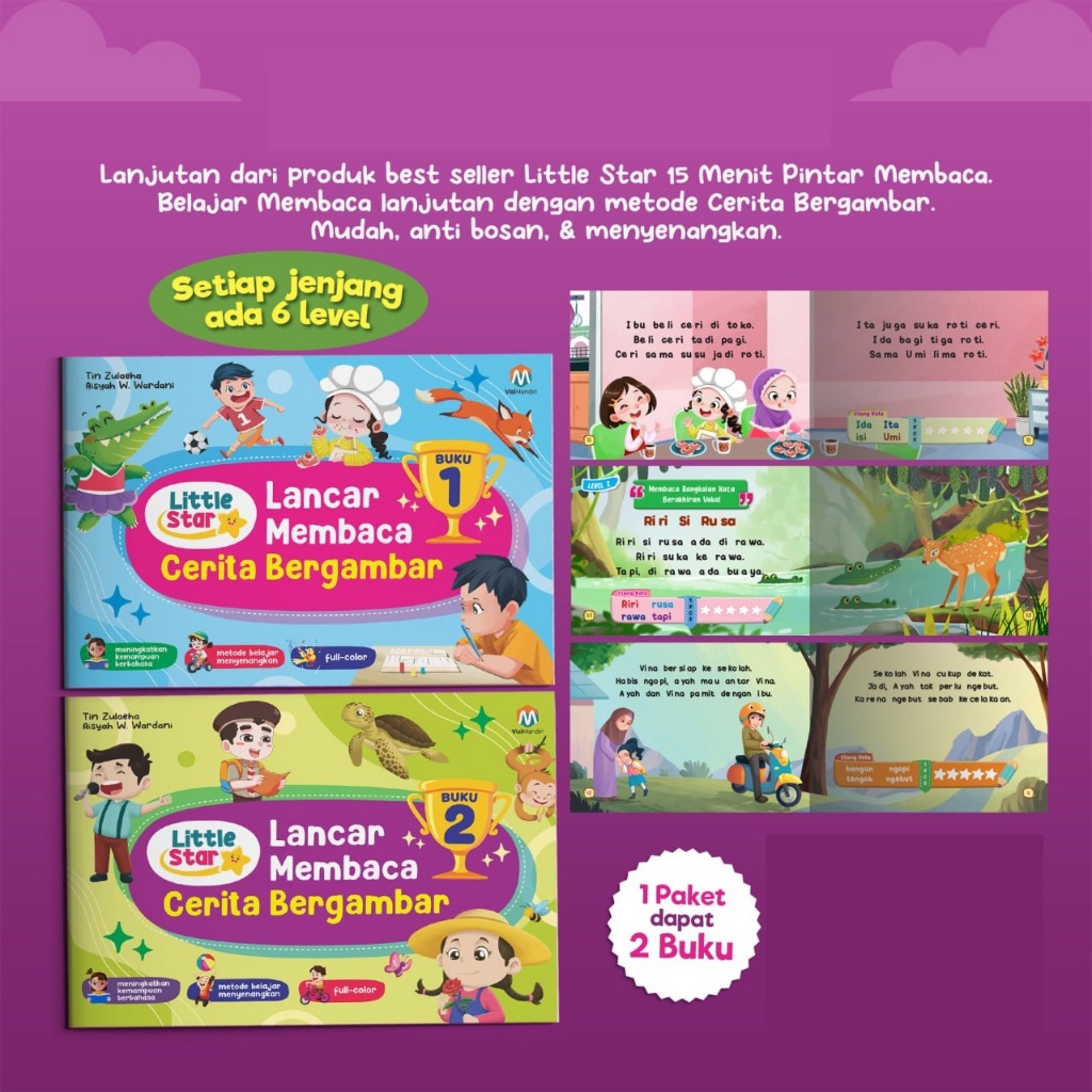 buku belajar membaca cerita bergambar anak lancar baca tanpa mengeja tk sd Ziyadbooks Official