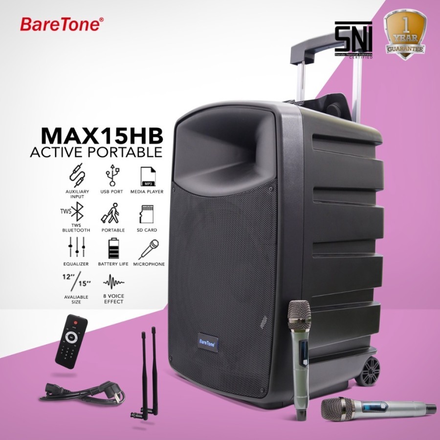 Speaker aktif baretone 15 inch speaker portable karaoke max15hb max 15hb max 15 hb