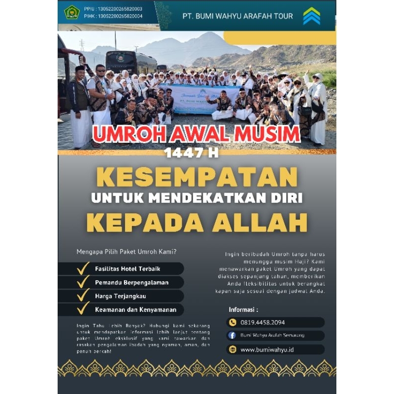 Paket Perlengkapan Umroh Awal Musim Bumi Wahyu Arafah Tour Semarang