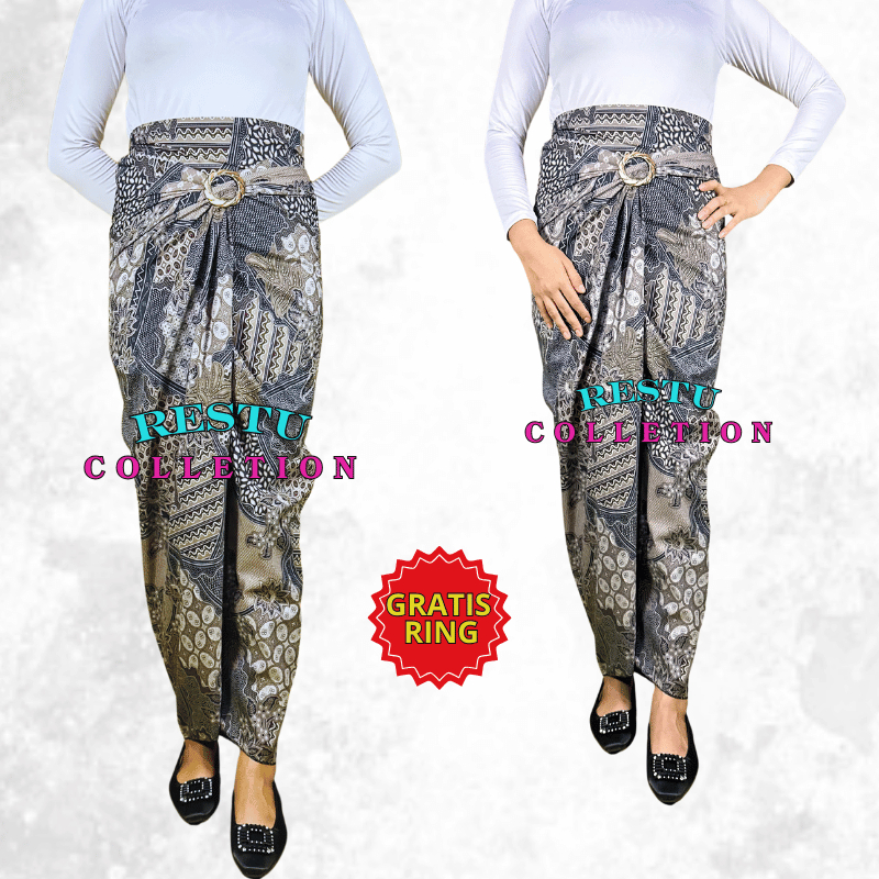 Rok lilit batik / rok lilit batik kain lilit Premium / lilit batik modern / Motif BG Koin Abu