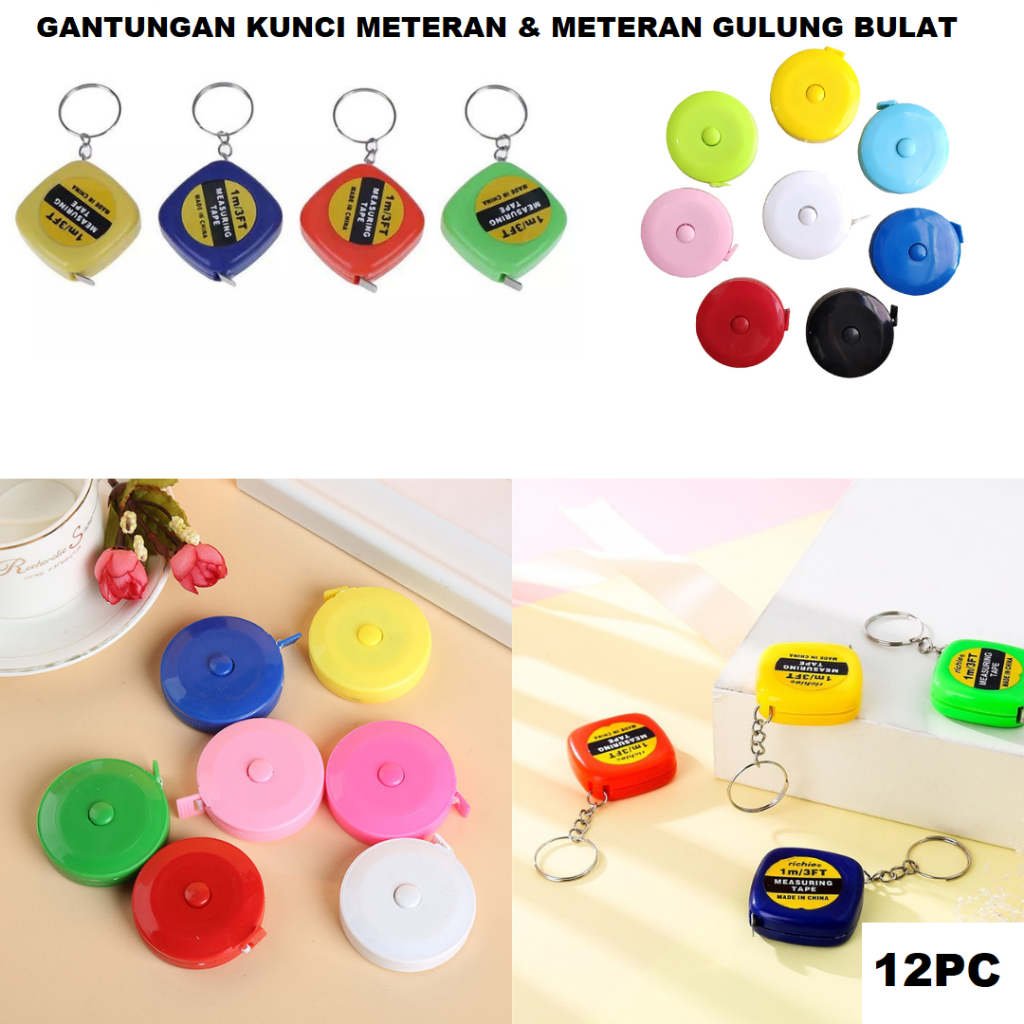 Meteran Gulung Mini 150cm/1.5 meter Harga/Gantungan Kunci Meteran/12pc