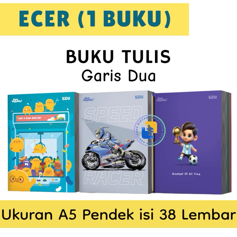 

Buku Tulis SiDU A5 Garis 2 isi 38 lbr - 1 Buku
