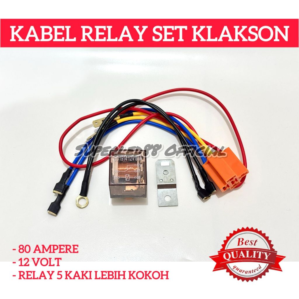 ORIGINAL PAKET SET KABEL RELAY KLASKON 12V 80A KABEL RELAY 5 KAKI UNTUK MOTOR & MOBIL UNIVERSAL