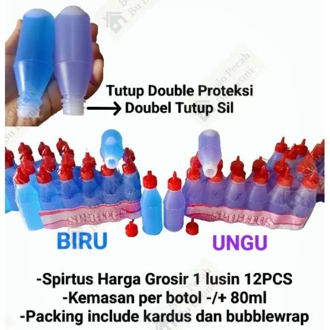 HARGA GROSIR 1 LUSIN 12 PCS SPIRTUS -/+ 80 ML / Spirtus Biru / Spirtus Ungu / Spirtus Cair / Spirtus