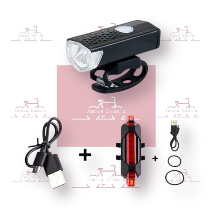 Lampu depan sepeda senter sepeda depan belakang 1 paket