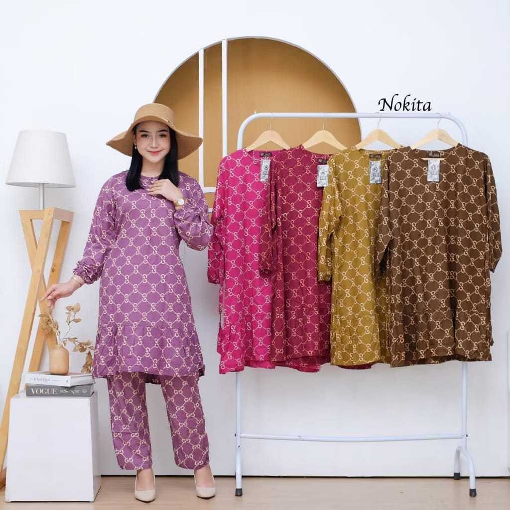 SALE !!! Setelan import Nokita Tunik Rempel bawah GG Best Bahan Adem Berkualitas / setelan Wanita / 