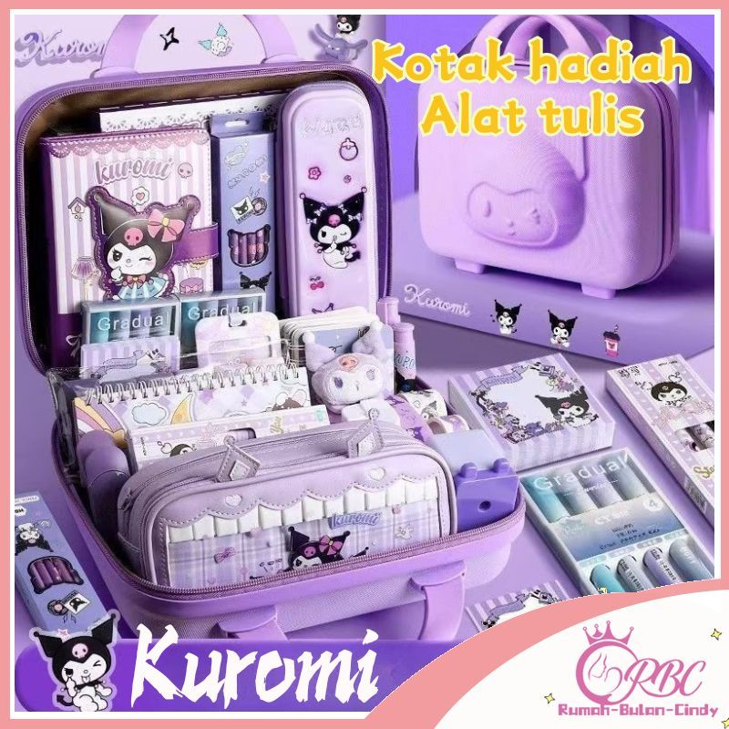 

[Penjual Lokal] Set Kotak Pensil Alat Tulis Anak Kuromi Diary Book Stationery Set Kotak Hadiah Ulang Tahun Ramadhan