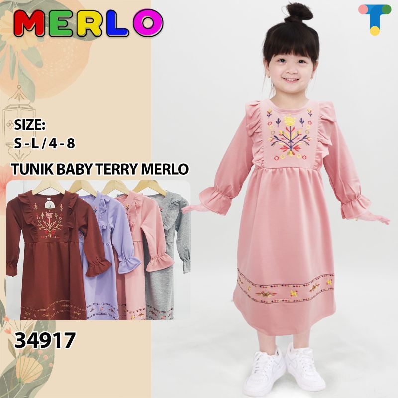 Anhshop - Jiwoo dress tunik gamis korea baju anak perempuan polos motif bunga garis umur 1-3 tahun