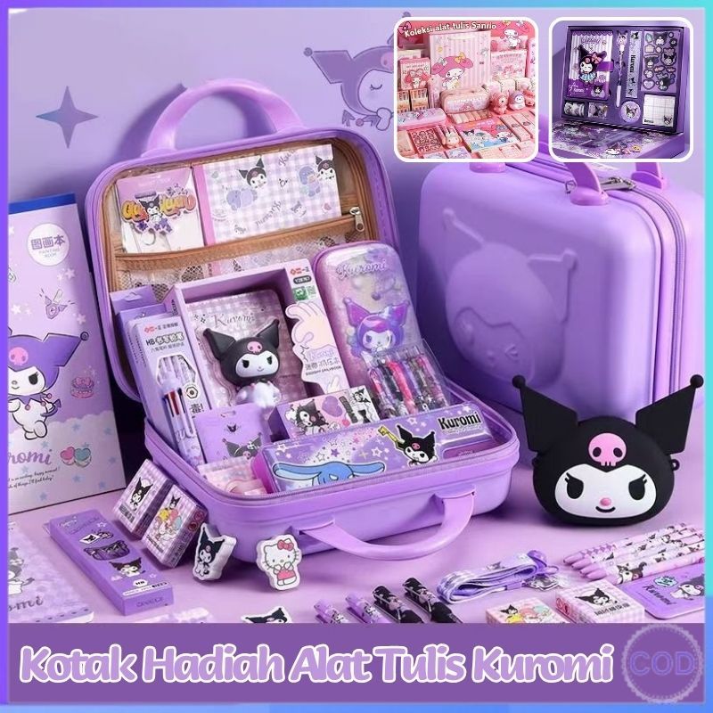 

[COD] Kuromi Full in 1 Kotak Pensil Stationery Set Hadiah Anak Sekolah / Lucu Kotak Pensil Alat Tulis Set Murah