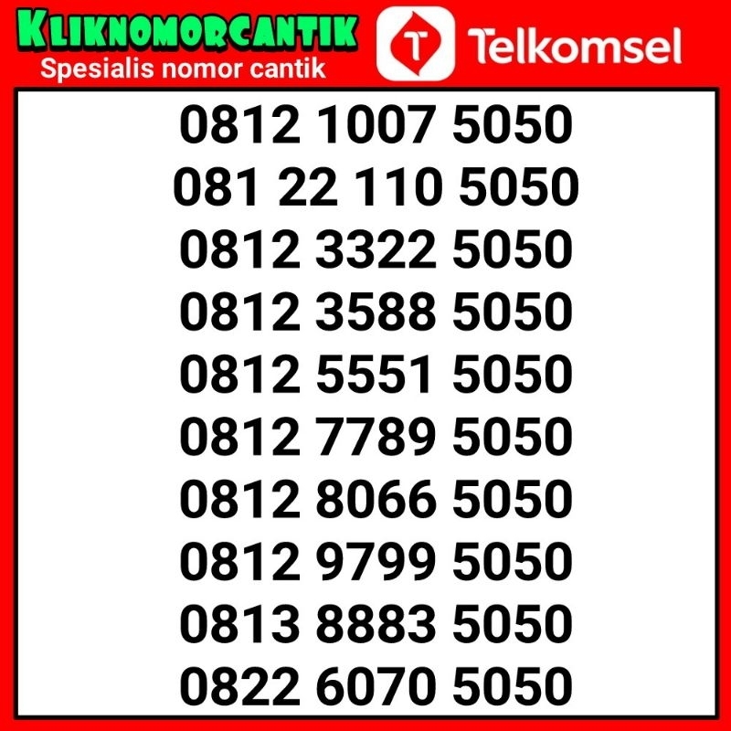 Nomor Cantik Simpati 4G&5G Telkomsel simpati seri 5050 A3